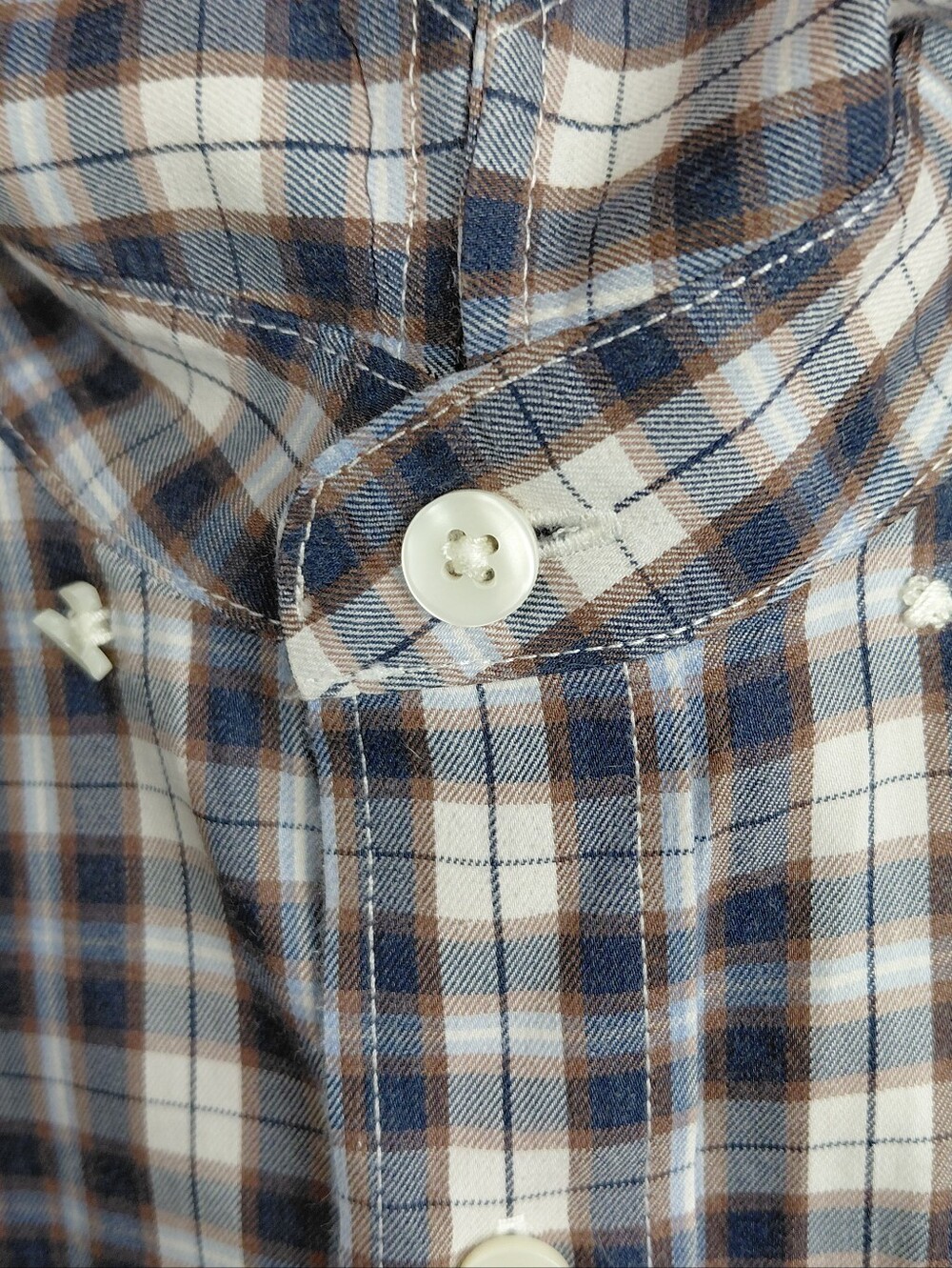 Faherty Mens Large Brown Plaid Long Sleeve The movement Button Down Shirt - Picture 6 of 12